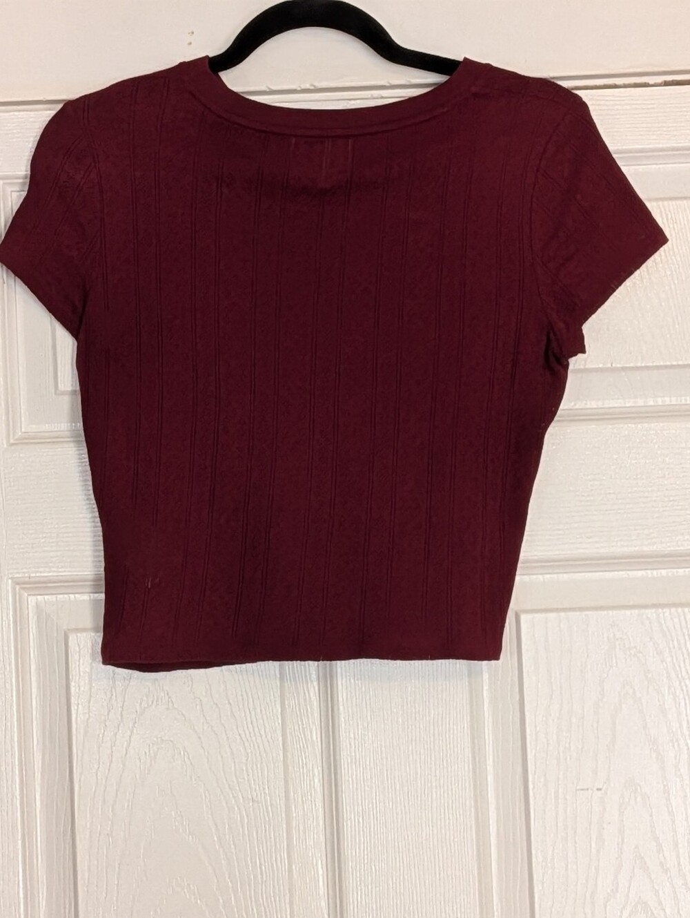 Sezane Camille Top Burgundy Pointelle Size M - Picture 3 of 5
